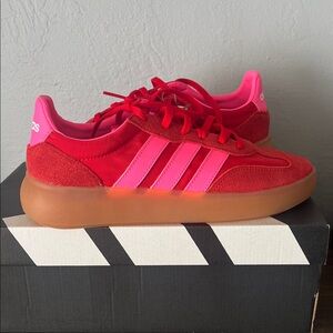 Adidas Barreda Decode J Sneakers in Red & Hot Pink with Gum Sole